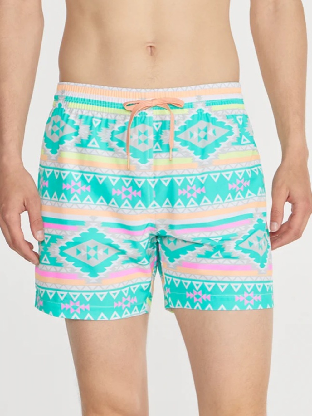 Chubbies The En Fuegos Swim Trunks Shorts Teal Geometric Mens Size XL 5.5”